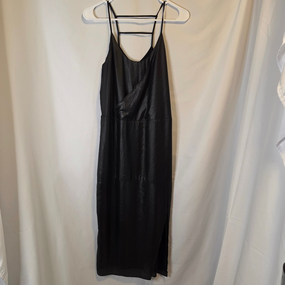 Armani Exchange Midi Slip Dress 2 Black Minimalist 90s Chic LBD Cocktail 90s y2k